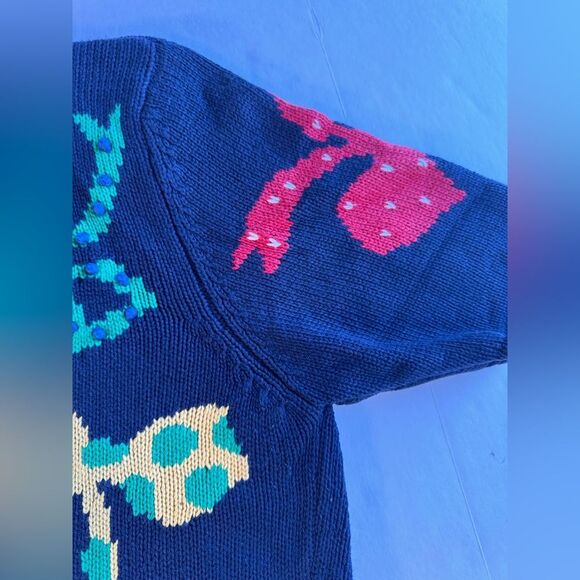 Susan Bristol Vintage 1991 bows short sleeve sweater hand embroidered Size S - Picture 5 of 7